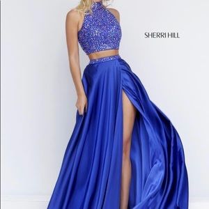 Sherri Hill blue two piece prom dress style 11330